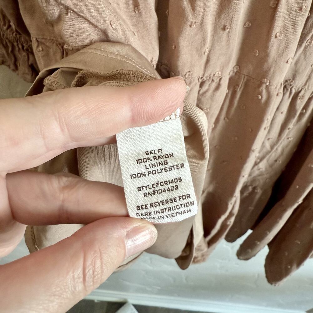 Anthropologie By the River Size Large Dress - Tan Brown Tiered Eyelet Buttoned - Picture 9 of 10